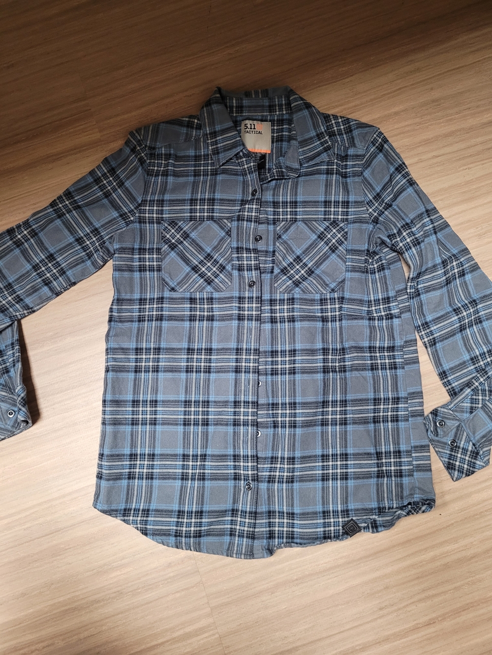 5.11 Tactical Men’s Gray and Blue Plaid Button-Down Shirt XS